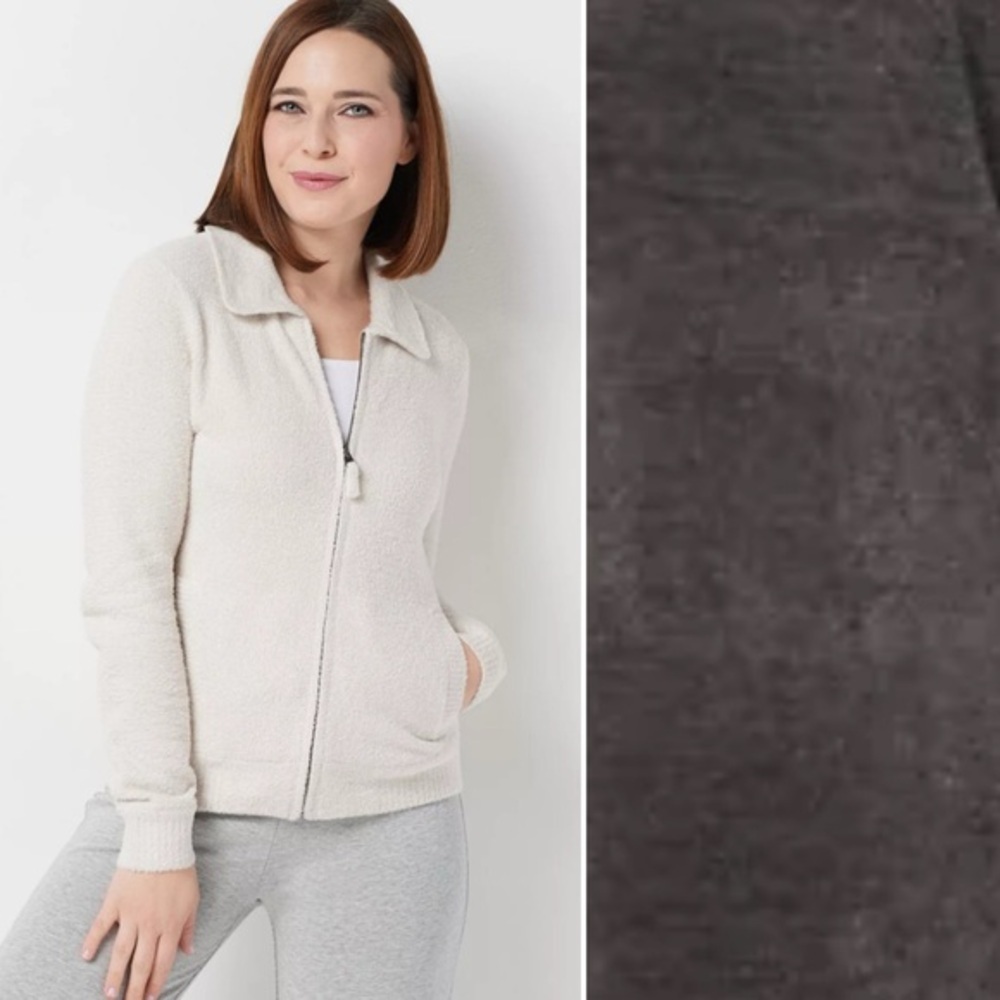Barefoot Dreams CozyChicLite Zip Up Jacket, Carbon, size L NWT